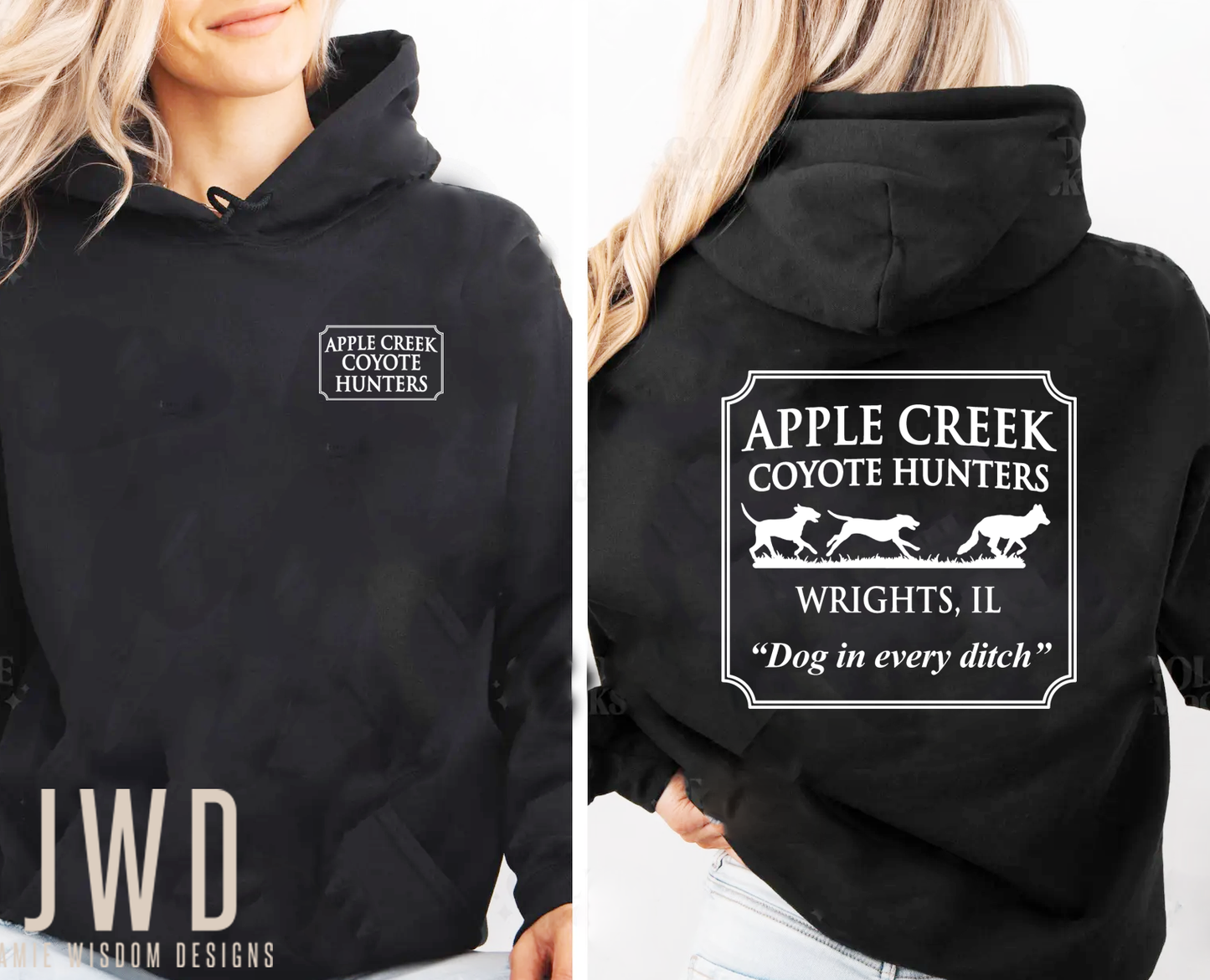Apple Creek Coyote Hunters - Gildan Unisex Adult Hoodies - Black Color