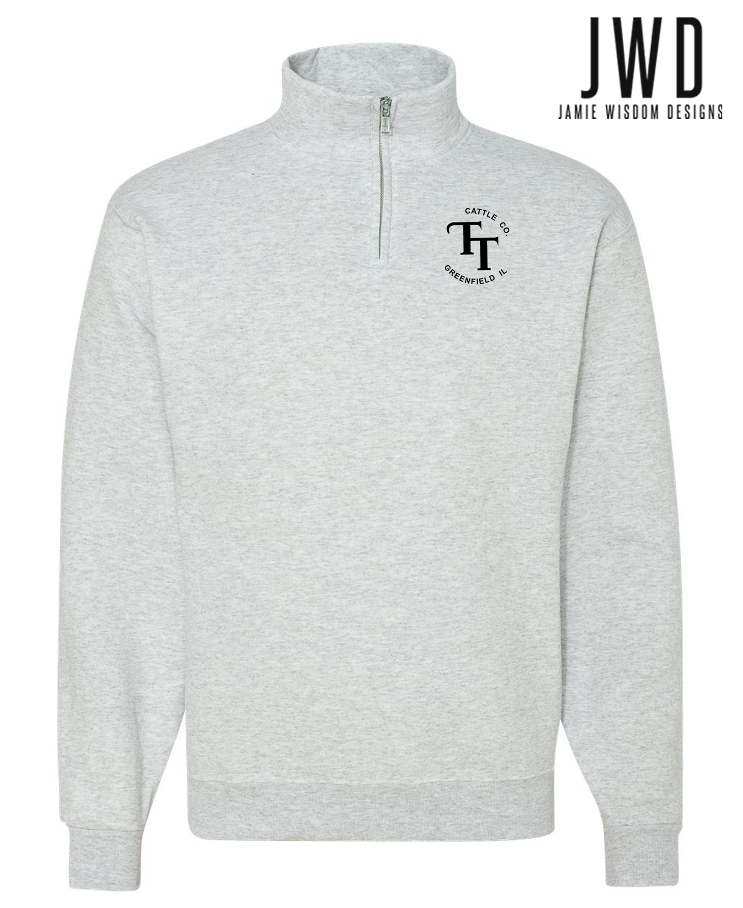 TT CATTLE CO_JERZEES ADULT UNISEX ASH 1/4 ZIP PULLOVER