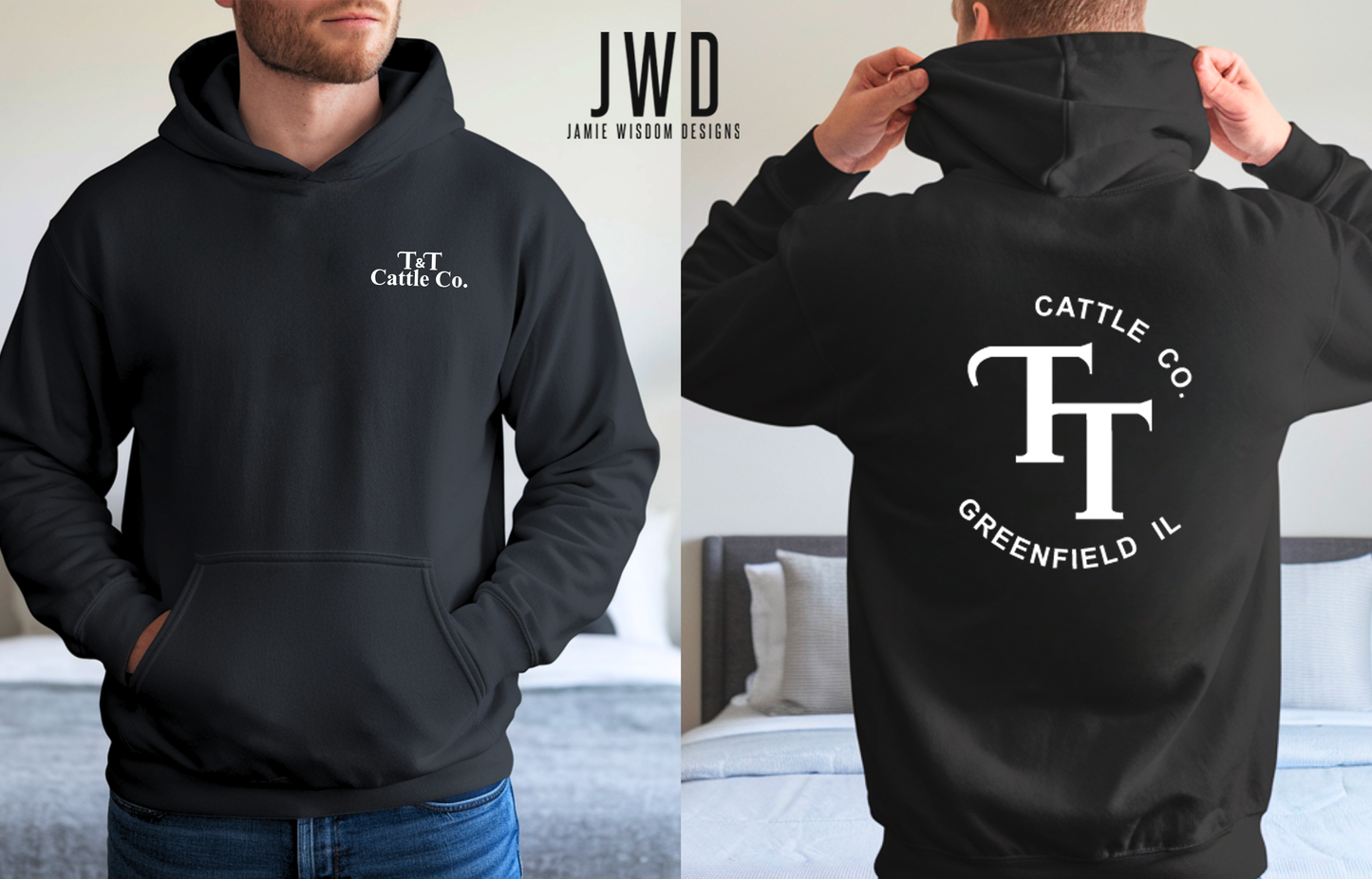 TT CATTLE CO_GILDAN ADULT UNISEX BLACK HOODIE