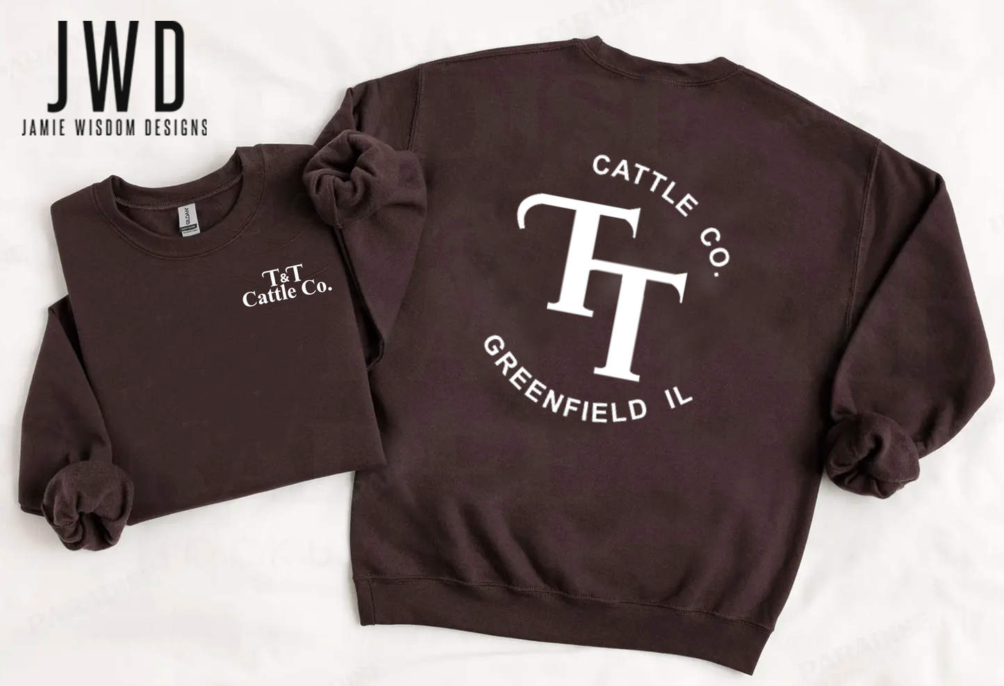TT CATTLE CO_GILDAN ADULT UNISEX CHOCOLATE CREW