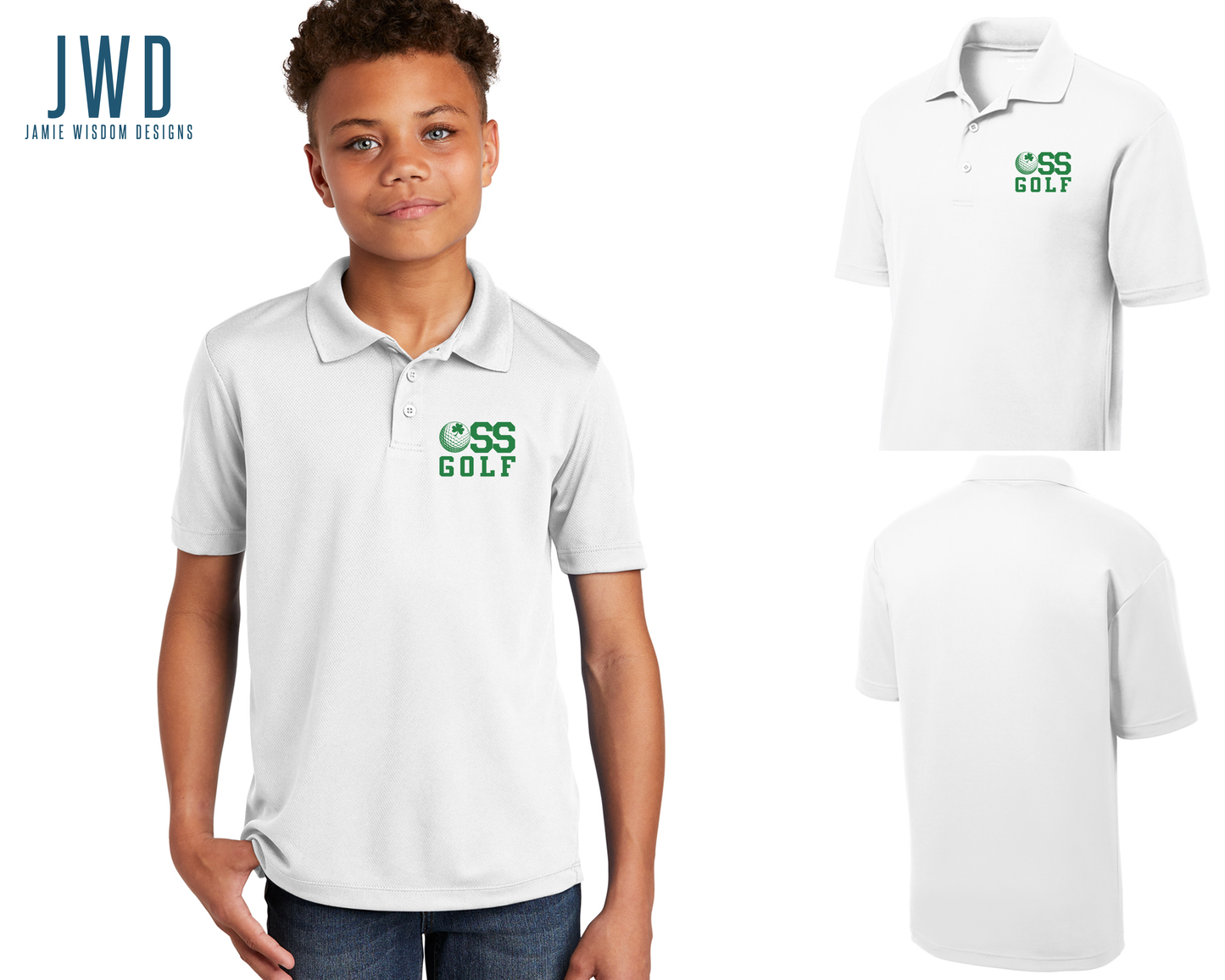*OSS GOLF YOUTH POLO - WHITE *GOLF UNIFORM*