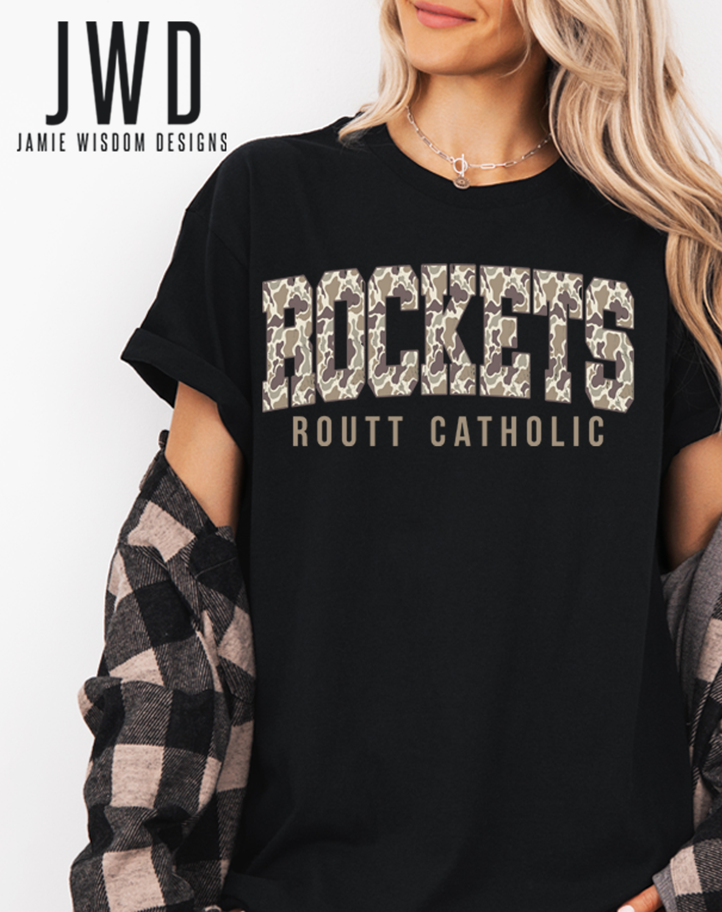 ROCKETS CAMO_YOUTH + ADULT UNISEX BLACK TSHIRT