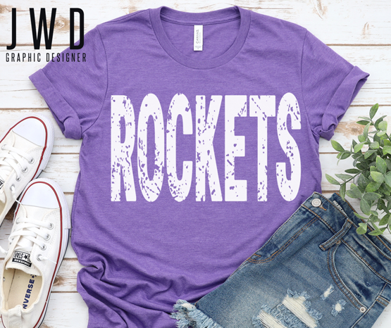ROCKETS DISTRESSED / HEATHERED TEE - BELLA + CANVAS CVC Jersey Tee - 3001CVC - YOUTH + UNISEX ADULT