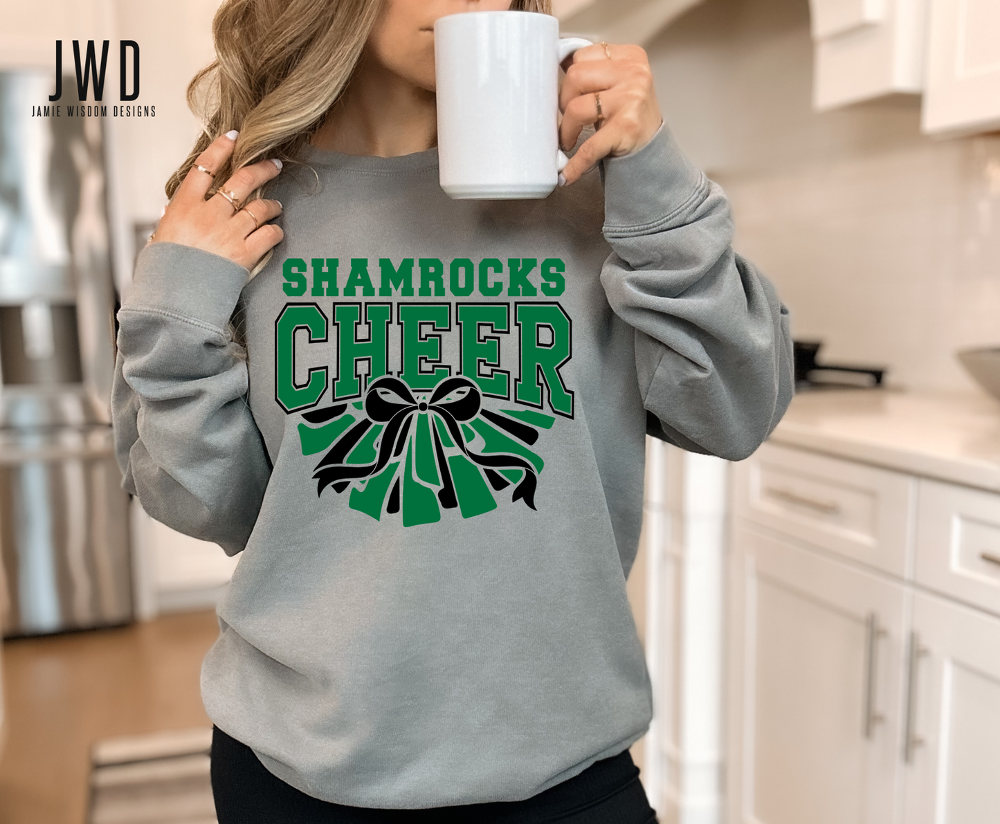SHAMROCKS CHEER _ ADULT UNISEX COMFORT COLORS CREW SWEATSHIRT - GREY COLOR