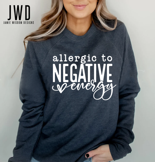 Allergic to Negative Energy_Bella Canvas Crew Sweatshirt_Heather Navy