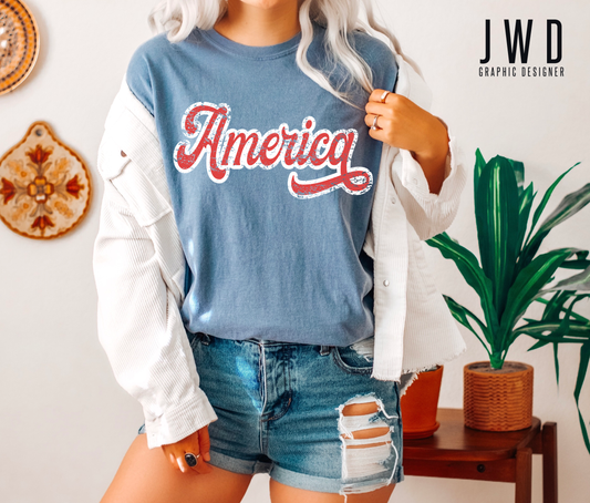 *America Vintage - Comfort Colors short sleeve t-shirt (unisex fit) Blue Jean *Youth + Adult Sizes*