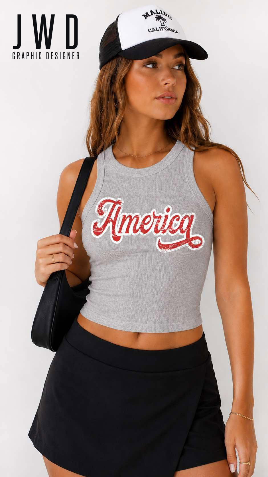 America WOMEN'S Bella Canvas Ribbed Racer Tank - ATHLETIC HEATHER GREY