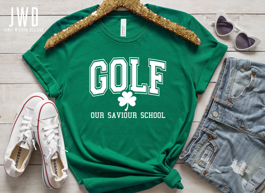 *OSS GOLF OUR SAVIOUR SCHOOL ADULT UNISEX + YOUTH TEE - KELLY GREEN *SPIRIT WEAR*