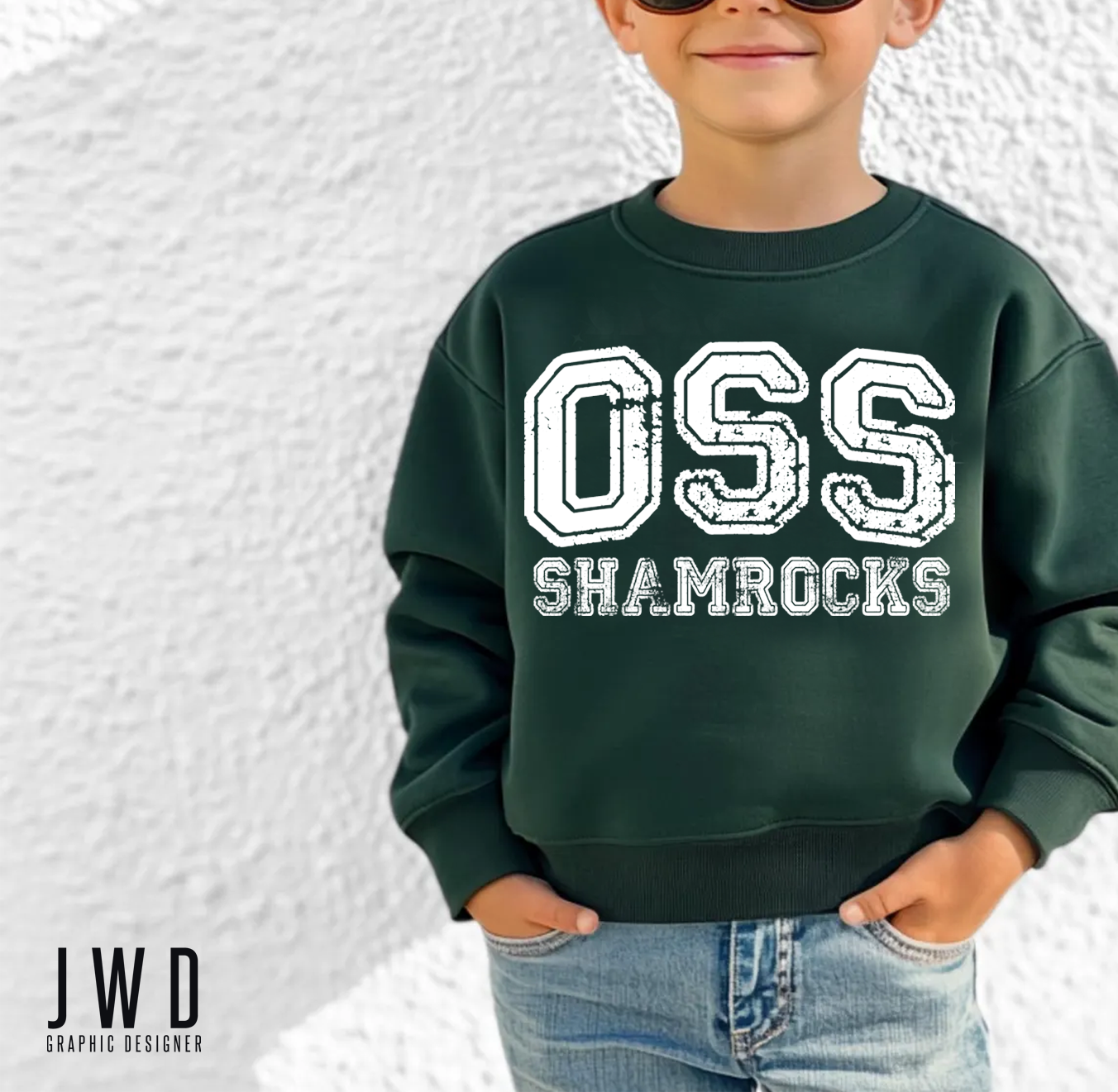 OSS SHAMROCKS ADULT UNISEX + YOUTH CREW SWEATSHIRT - FOREST GREEN