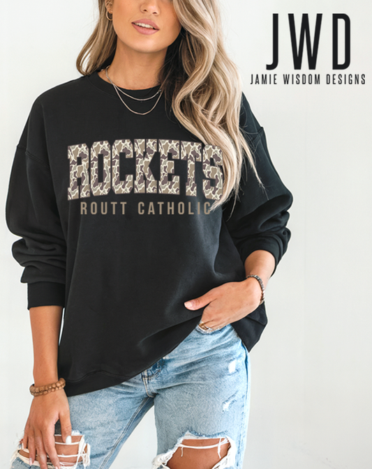 ROCKETS CAMO_YOUTH + ADULT UNISEX BLACK CREW