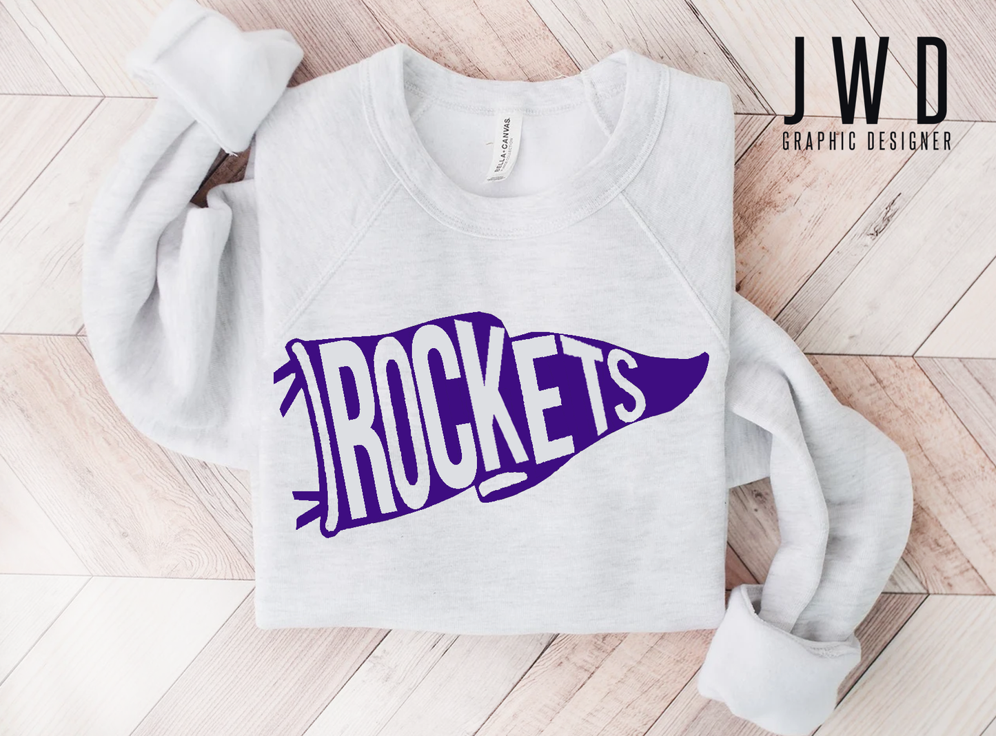 Rocket Pennant Crew Sweatshirt -Ash Grey Color of Crew