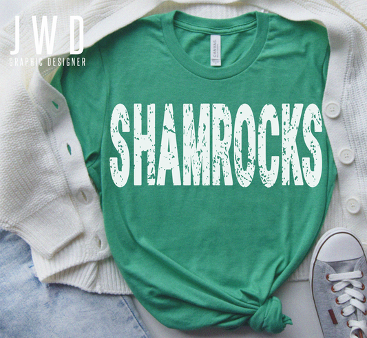 SHAMROCKS DISTRESSED / HEATHERED TEE -  BELLA + CANVAS CVC Jersey Tee - 3001CVC - YOUTH  + UNISEX ADULT (YOUTH IS NOT HEATHERED)
