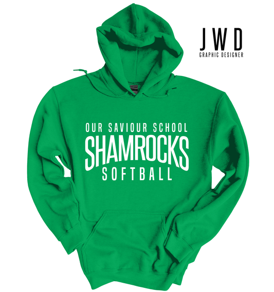 OSS SHAMROCKS SOFTBALL HOODIE - IRISH GREEN - YOUTH + ADULT SIZES