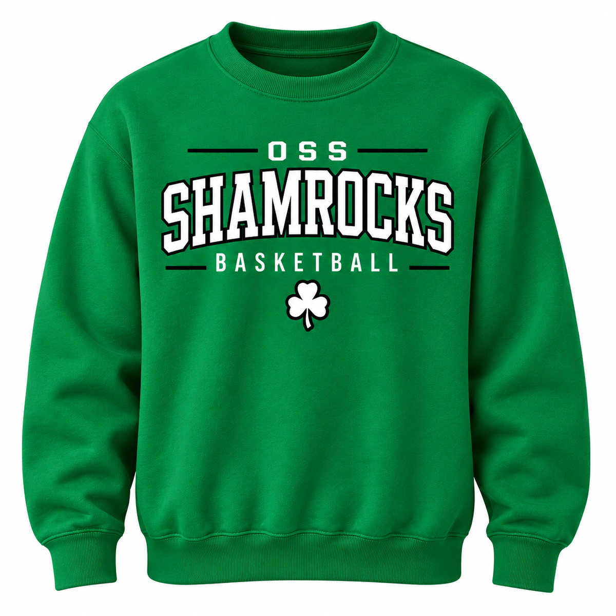 Shamrock Basketball Crew Sweatshirt - Irish Green *Available in Adult Only*