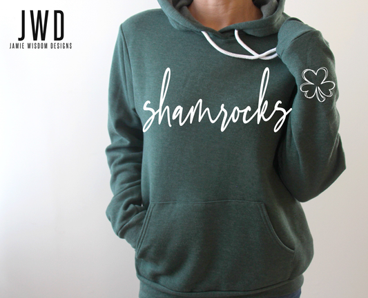 Shamrocks w/clover on sleeve Bella Canvas Adult Unisex Hoodie