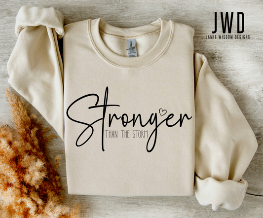 Stronger than the Storm Gildan Crew Unisex Sweatshirt - Sand Color